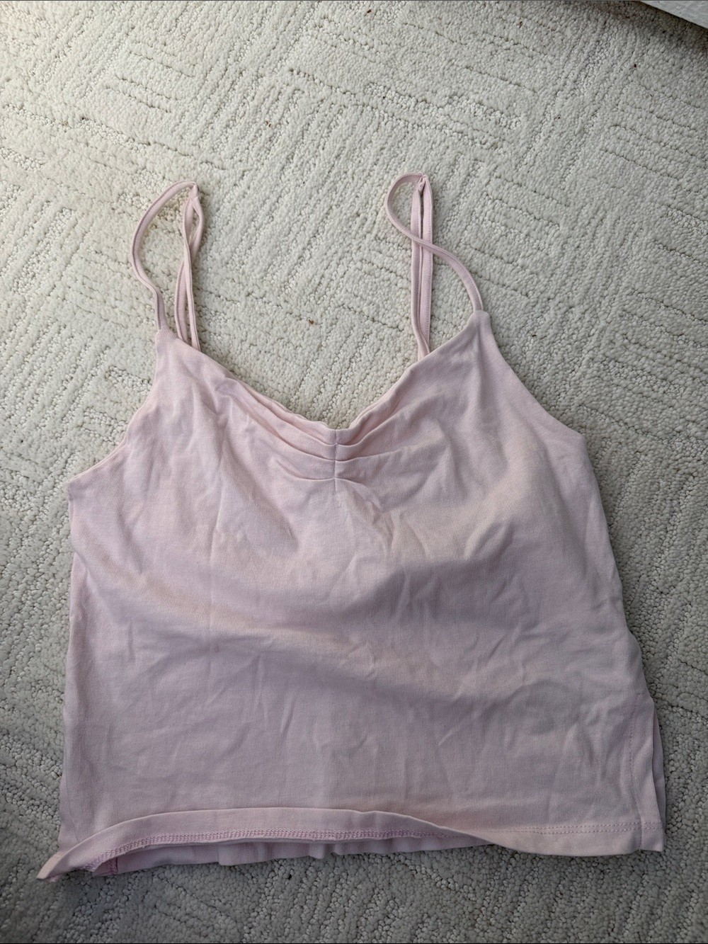 Women's Light Pink Spaghetti-Strap Cami with Ruched Neckline